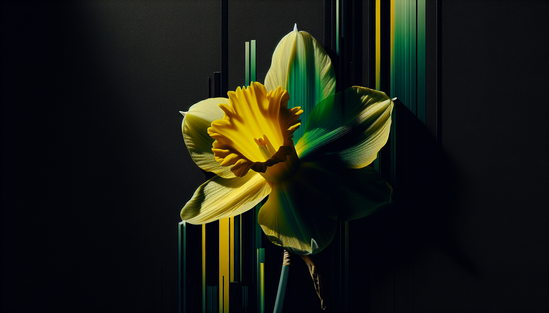 Sunlit yellow daffodil