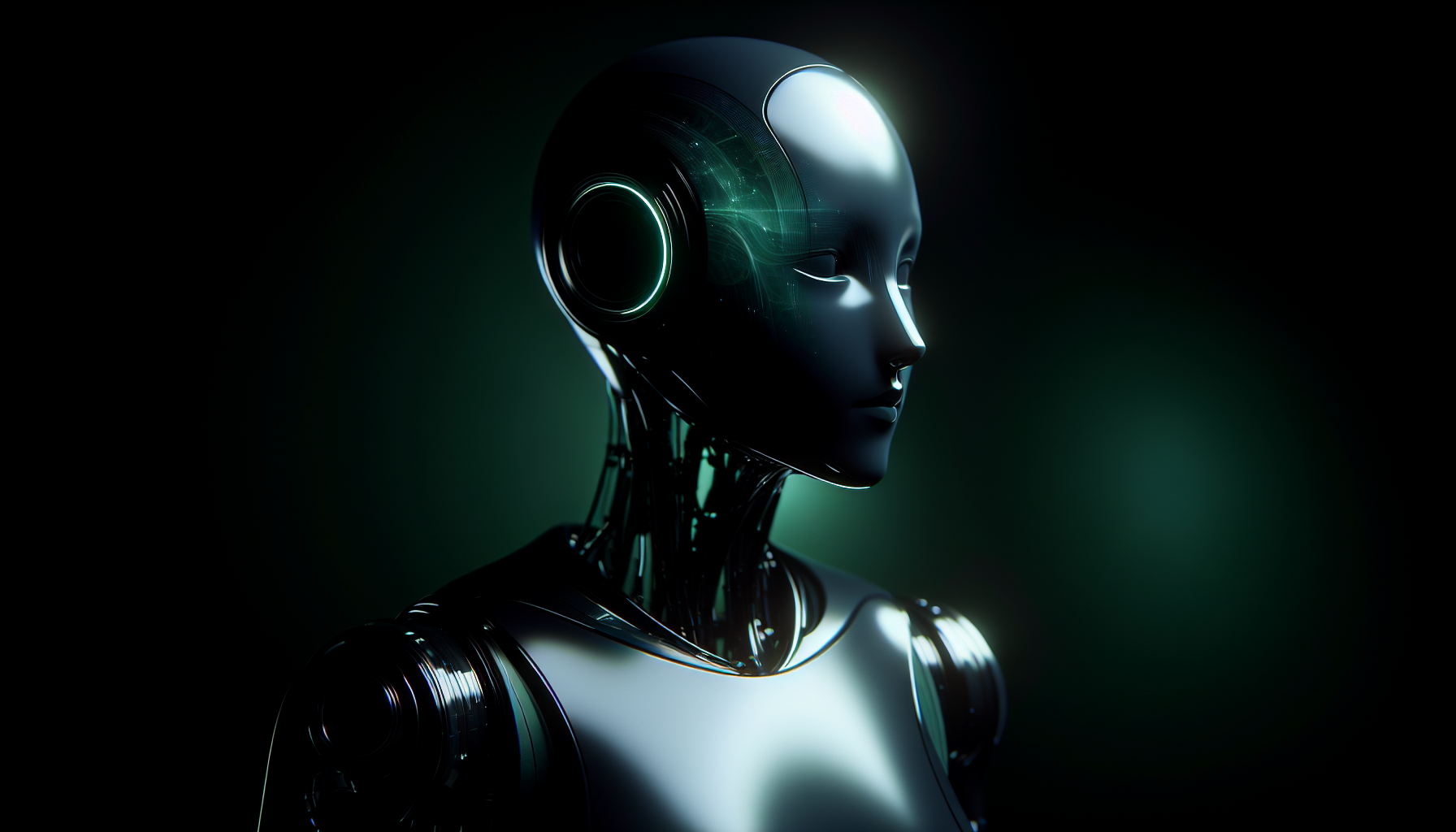 Futuristic AI robot working on a digital marketing campaign