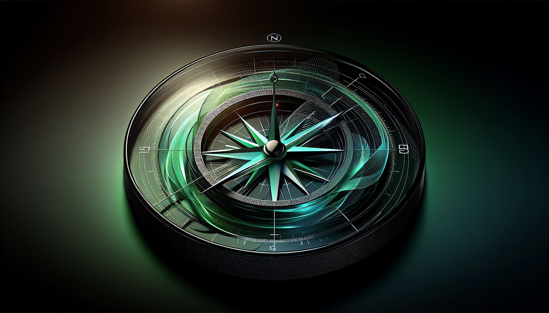 A compass on a dynamic digital interface.