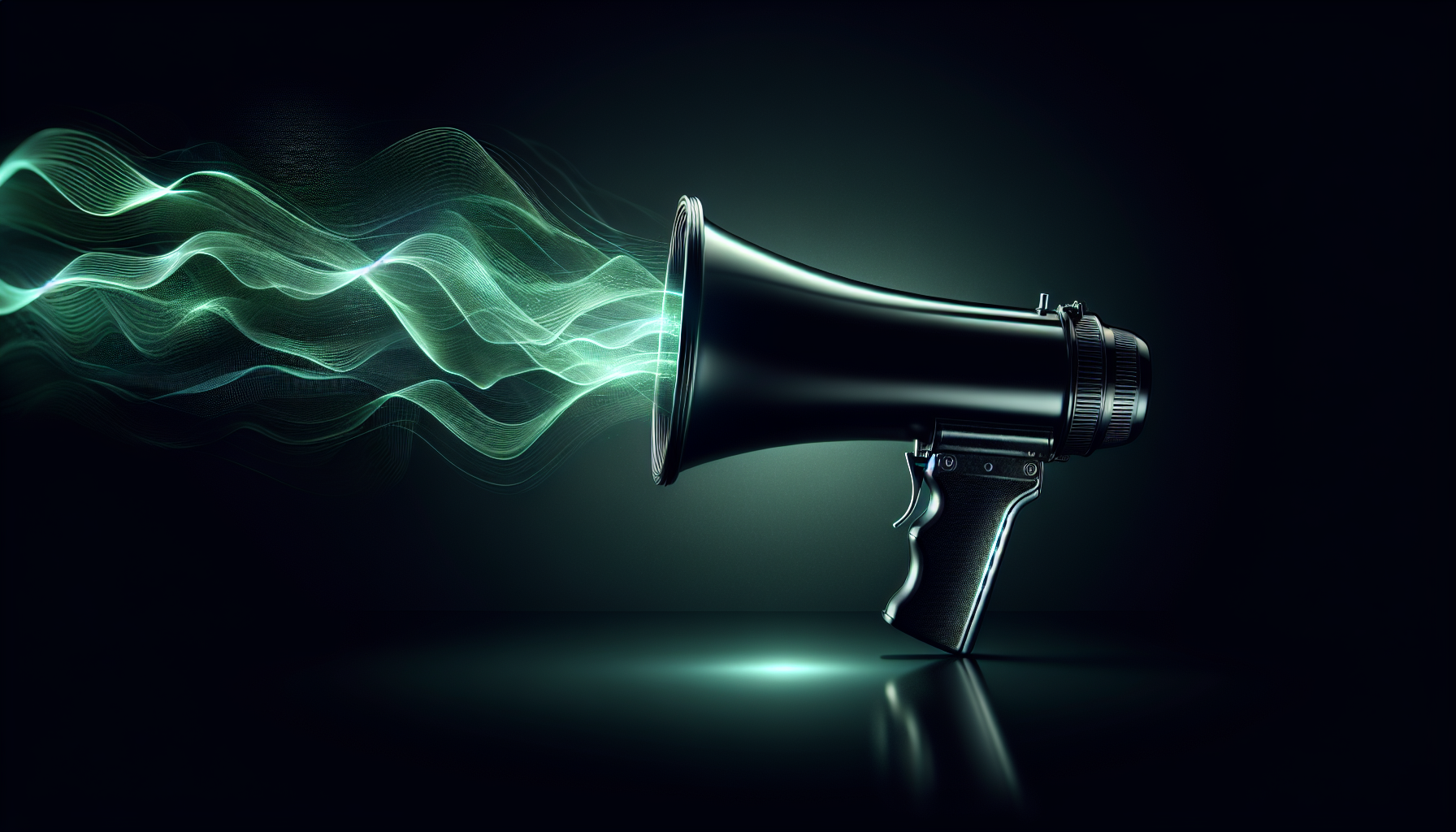 A megaphone with sound waves emanating.